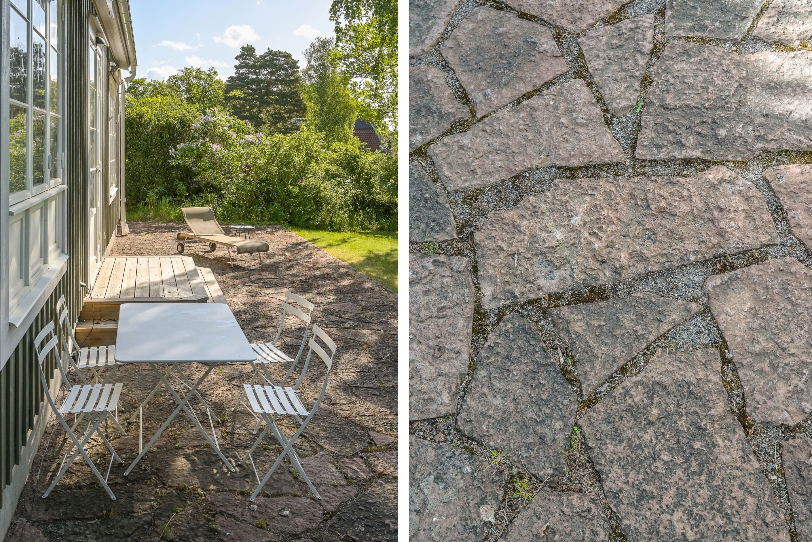 Ölandssten på uteplatsen - ett tidstypiskt materialval