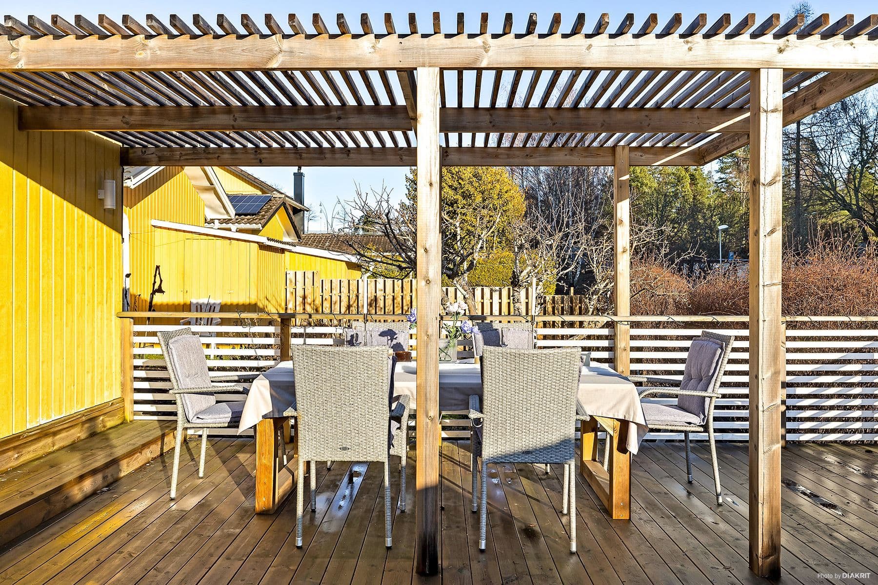 Altan med plats för olika typer av möbleringar