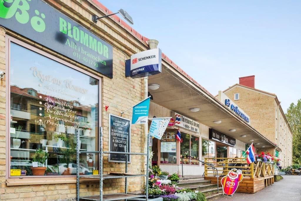 Lågupplöst Bö affärscentrum ett stenkast bort