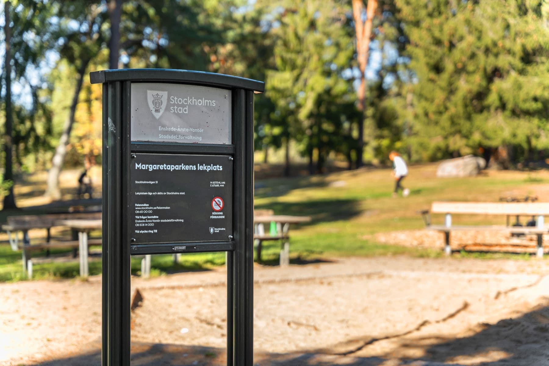 I Margaretaparken finns en grönskande lekplats