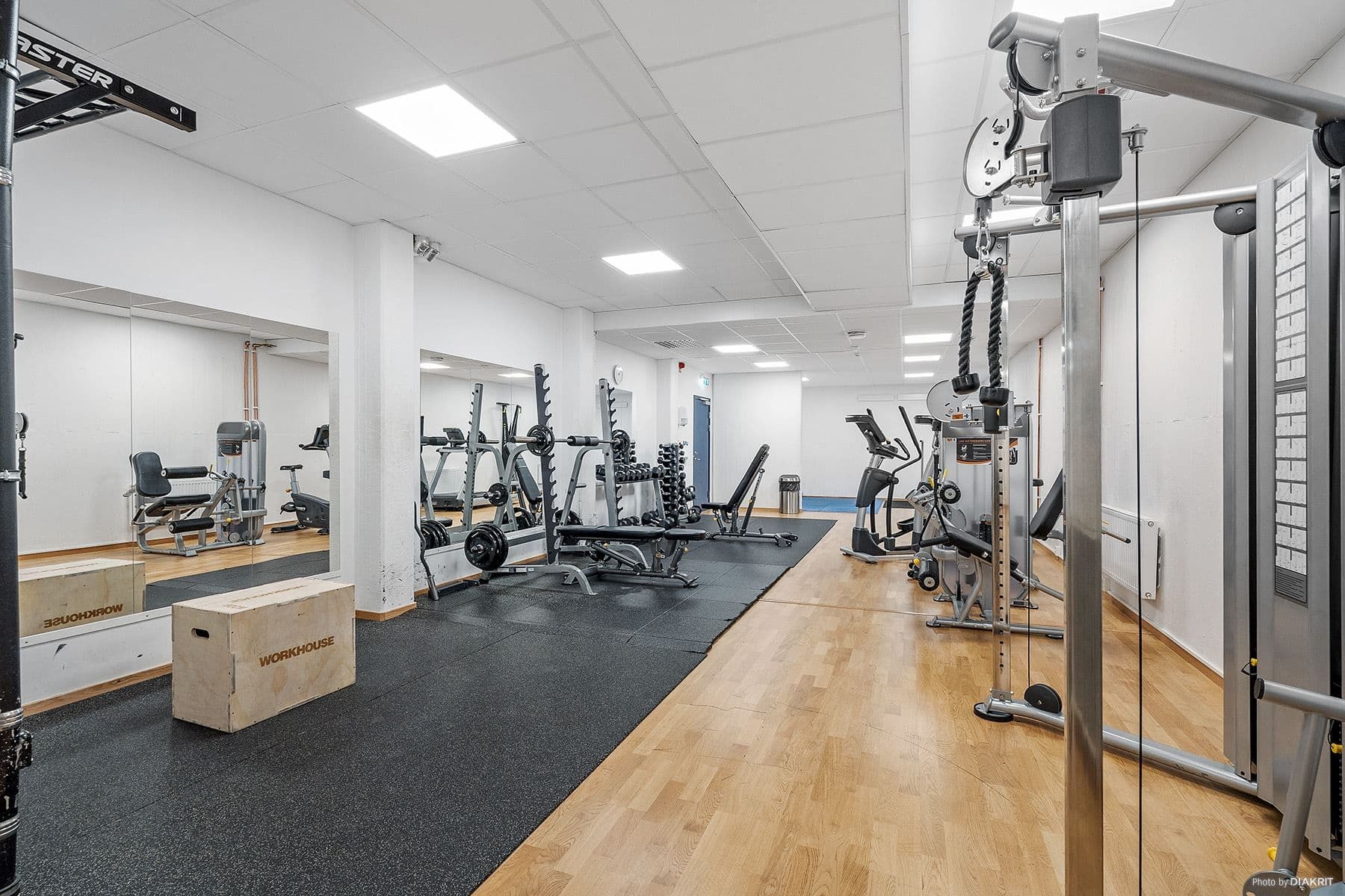 Föreningens gym med dusch, relaxrum och bastu