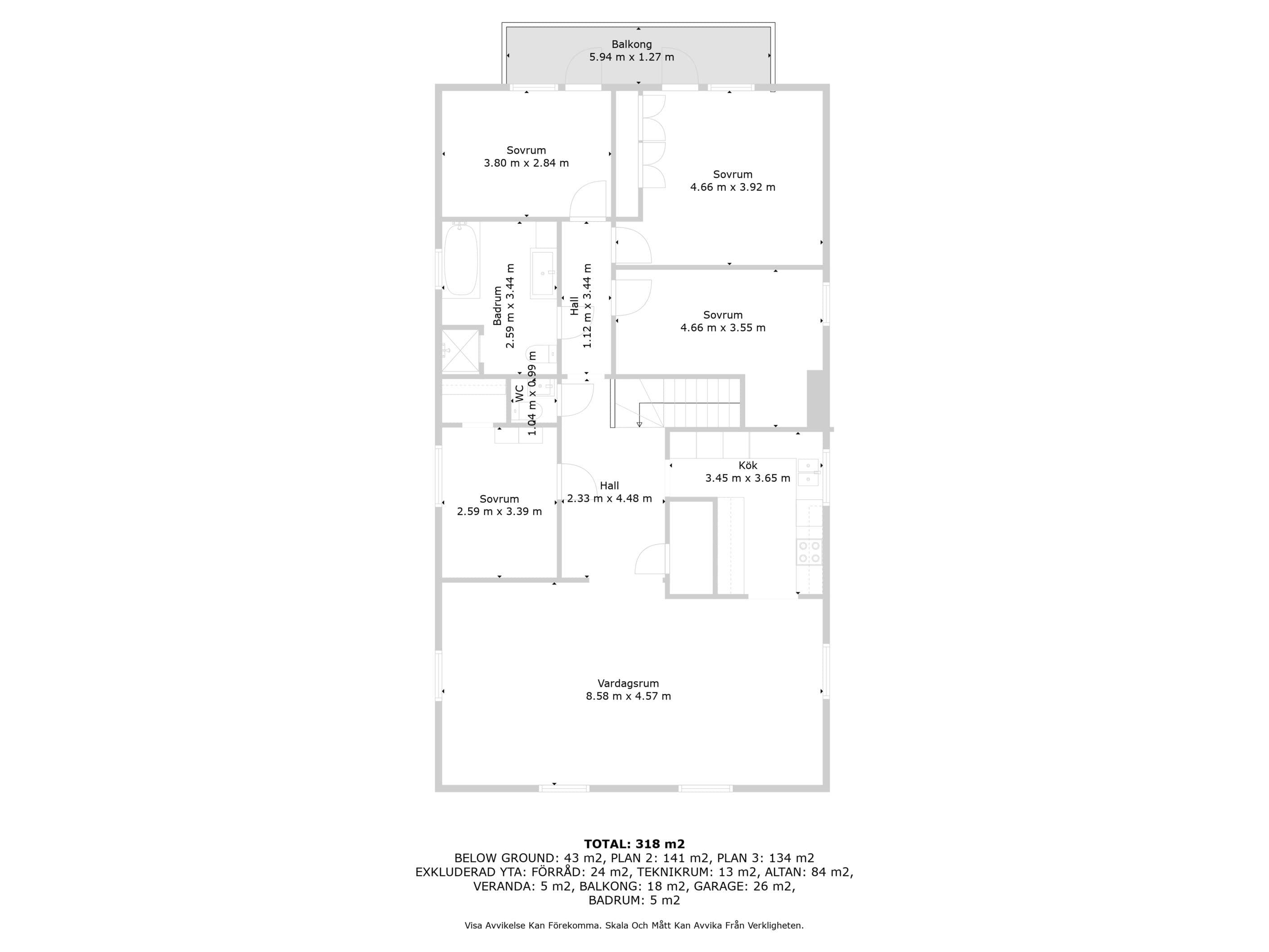 Övre plan (stora lägenheten)