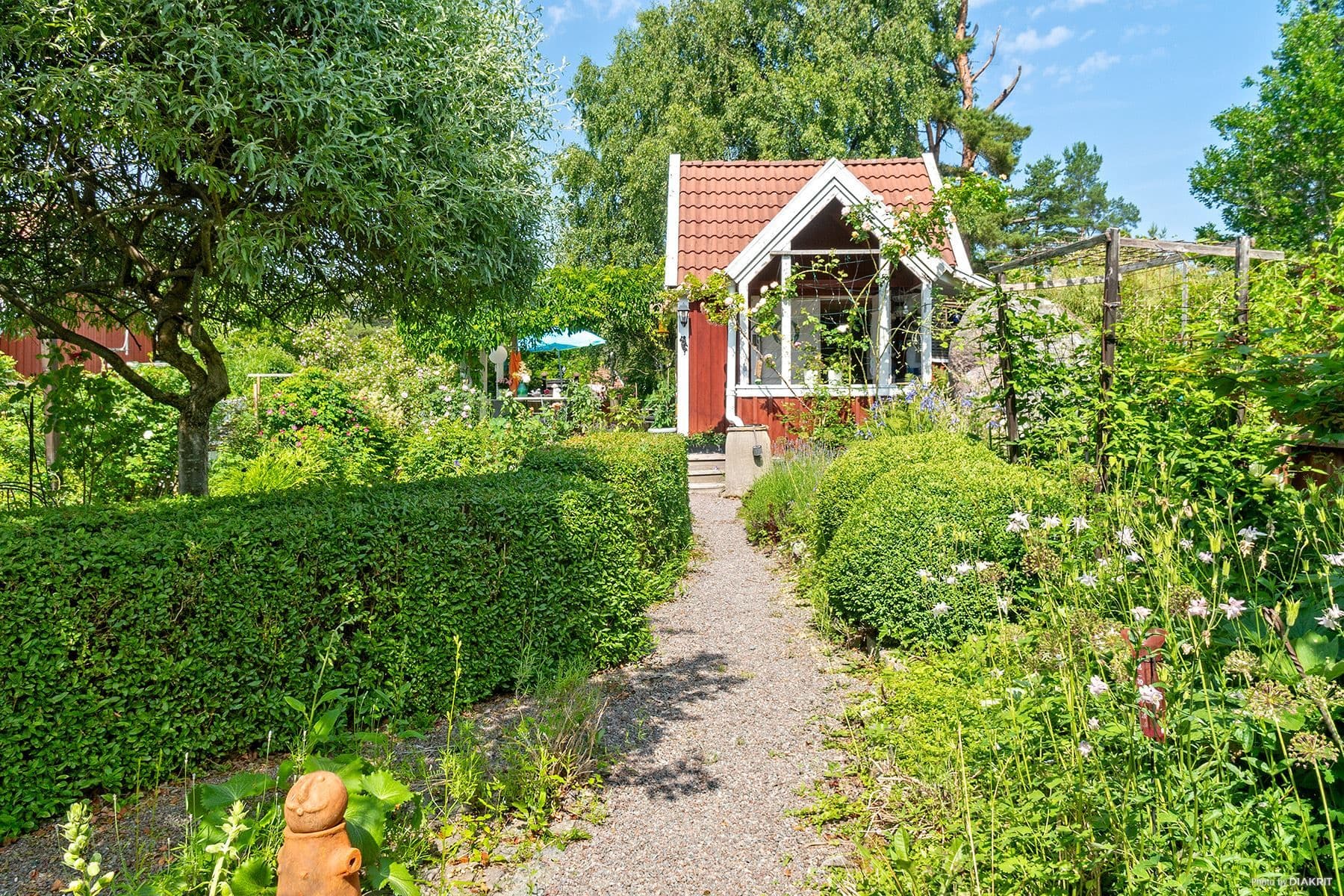 Grusad gång och grönska