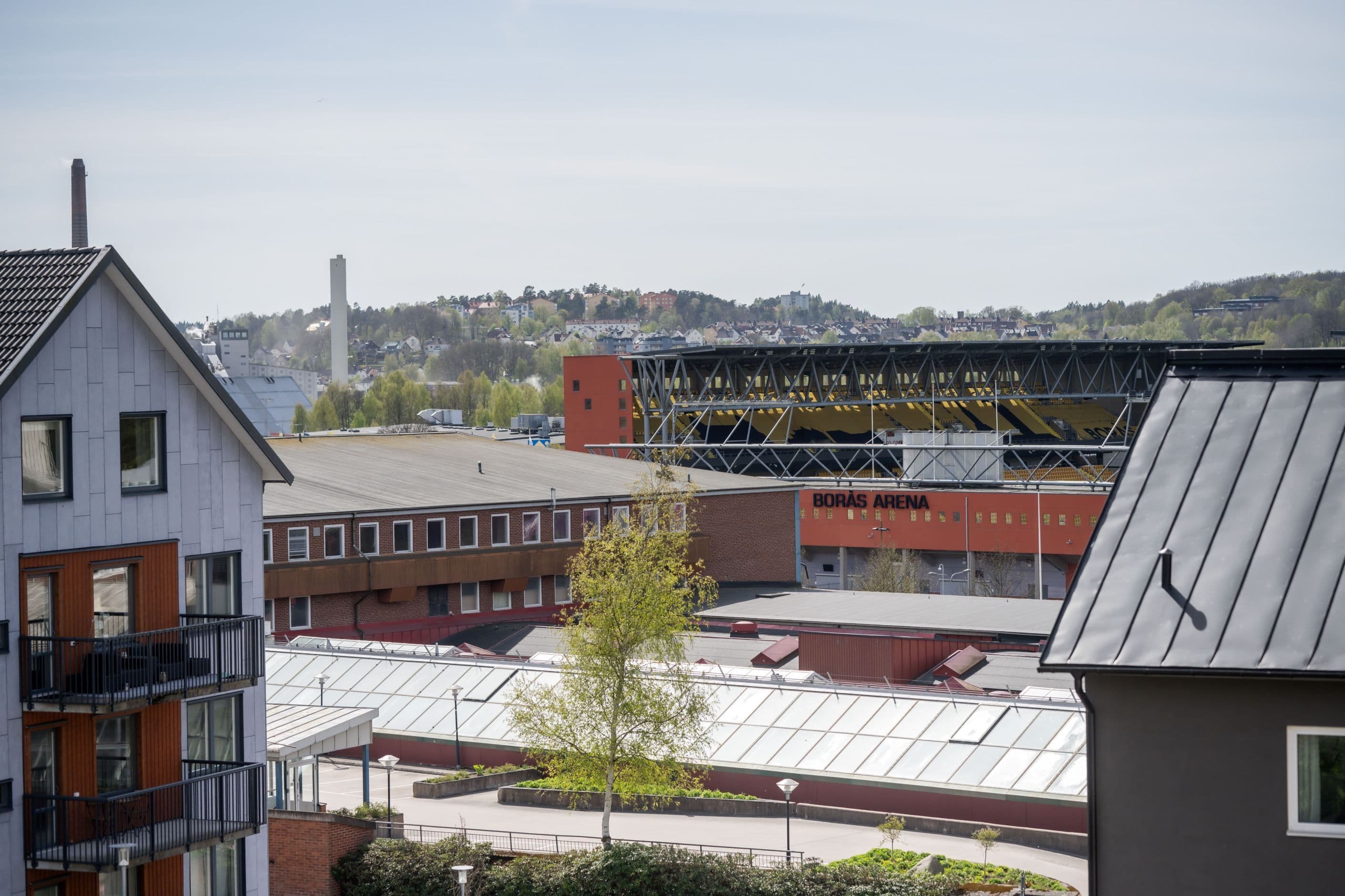 Utsikt över Borås arena från balkongen