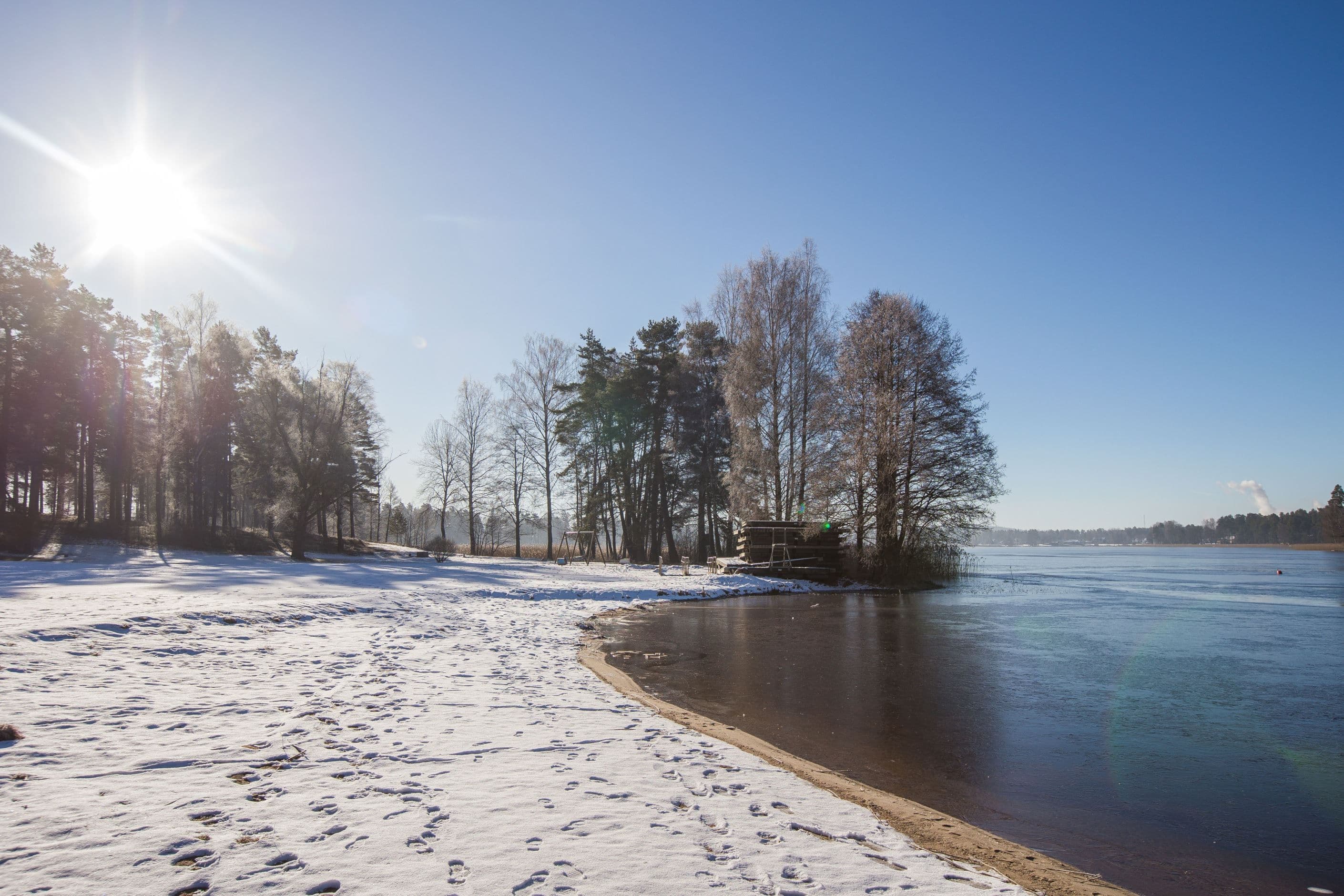 Hjortsjöns fina bad kort promenad från huset