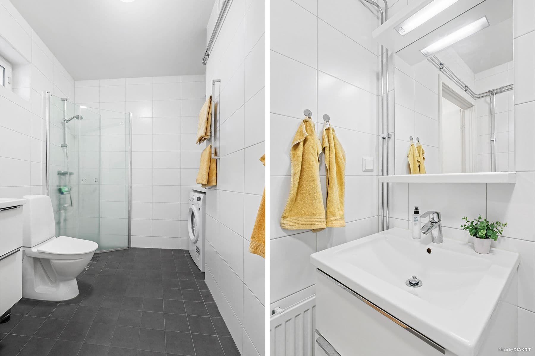 Helkaklat wc/badrum med tvättdel