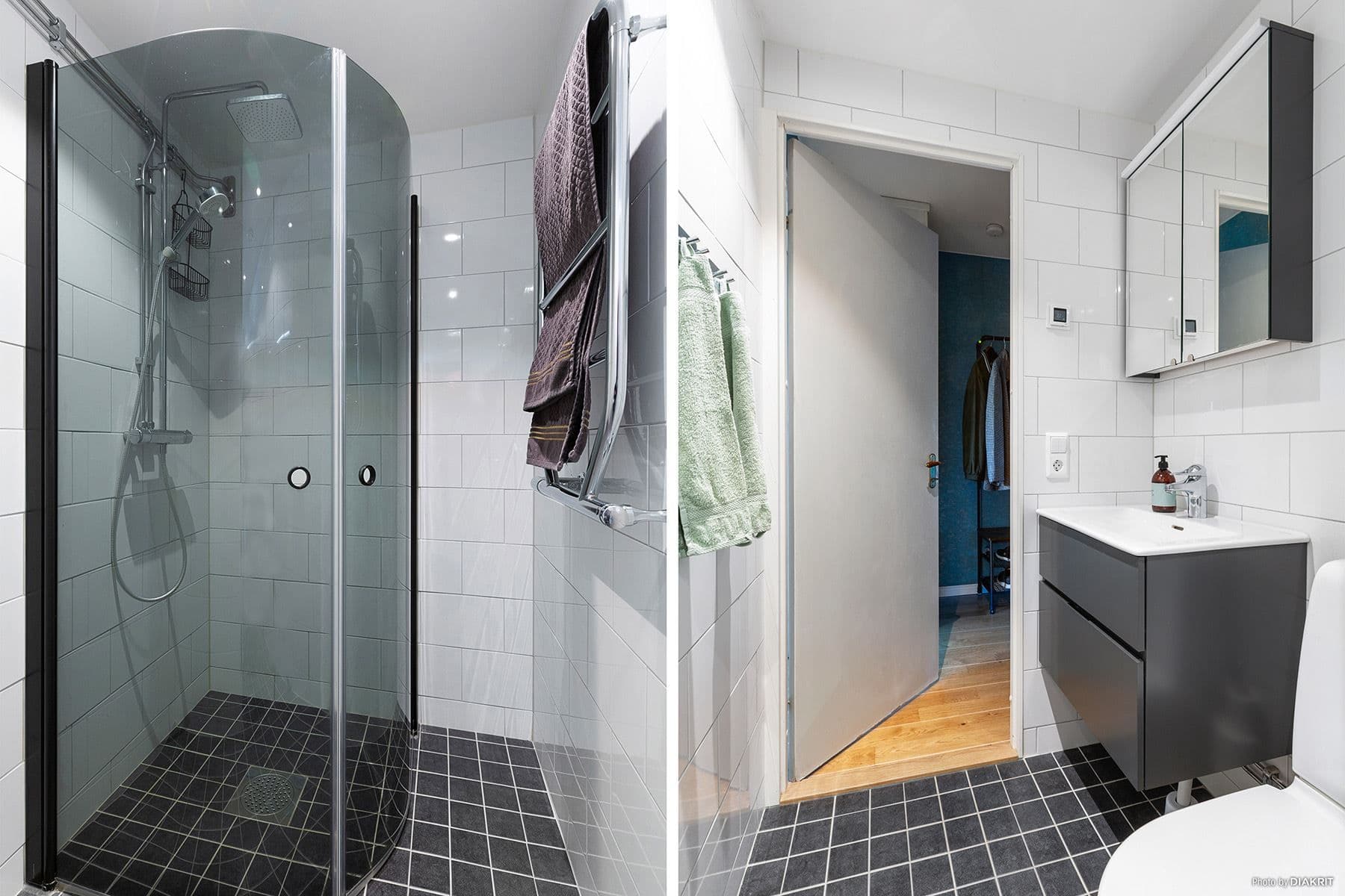 Stambytt och helkaklat WC-/duschrum