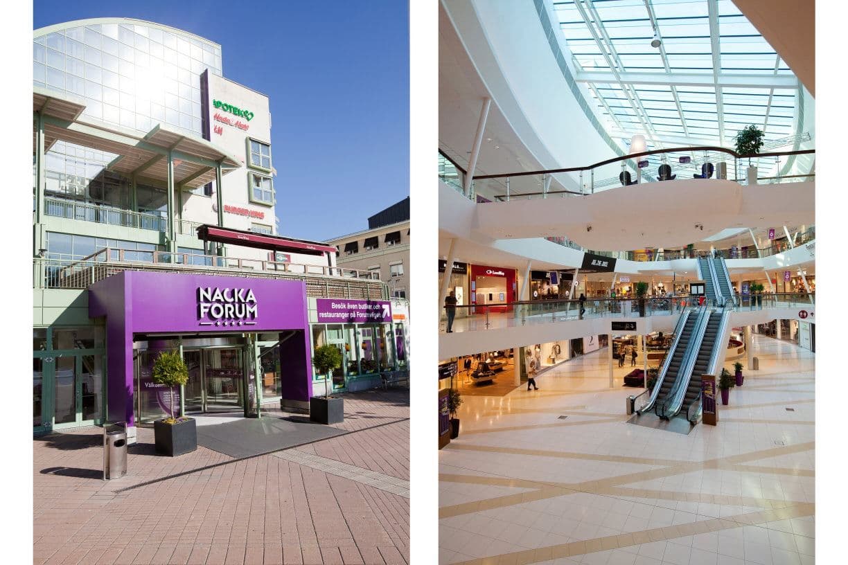 Nacka Forum, med all sin shopping och service, ligger på nära gångavstånd