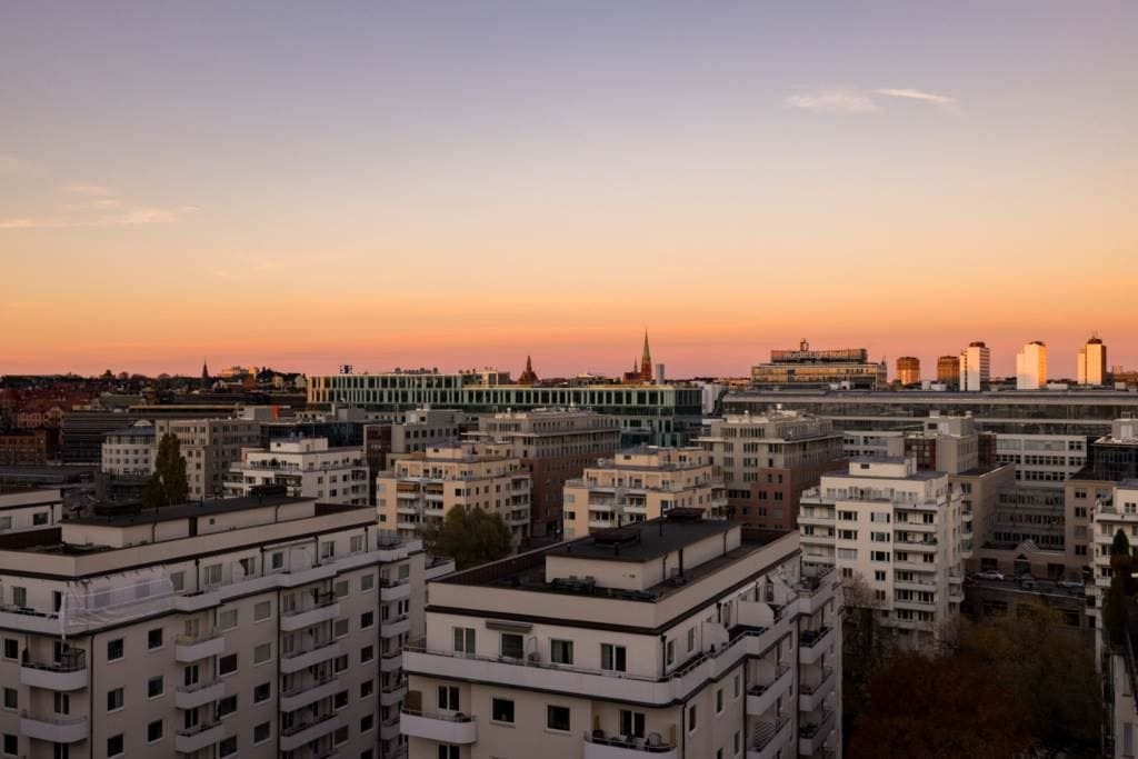 Utsikt från föreningens gemensamma takterrass