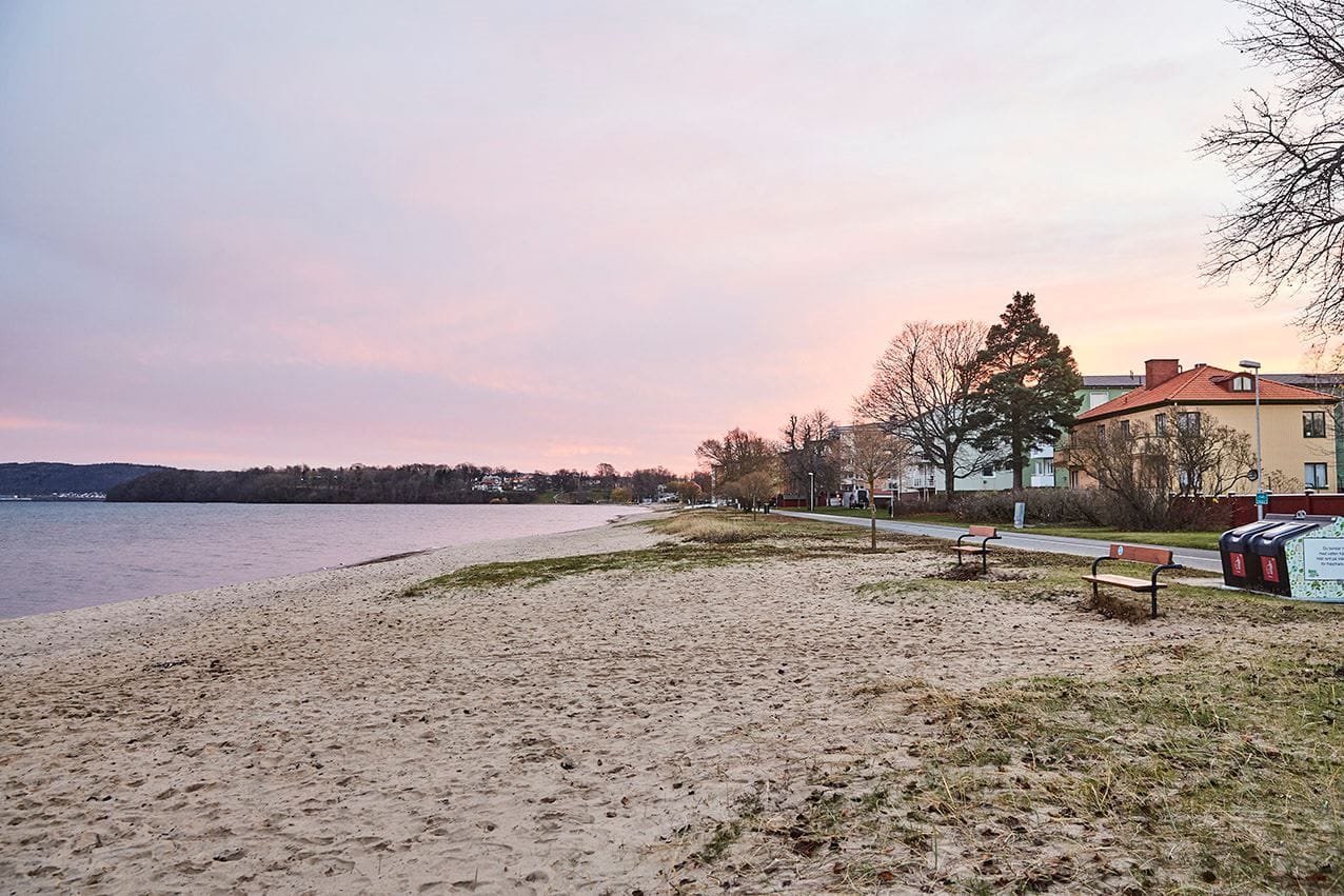 Nära Vättern rosa himmel