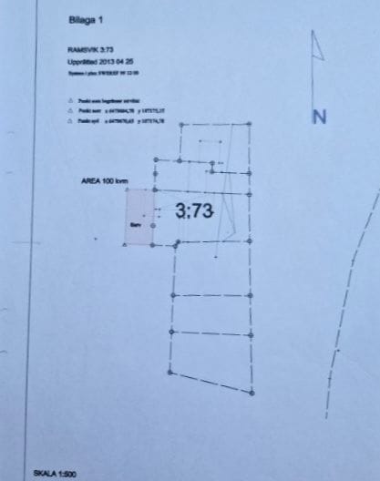 Område med servitut vilket utökar tomten